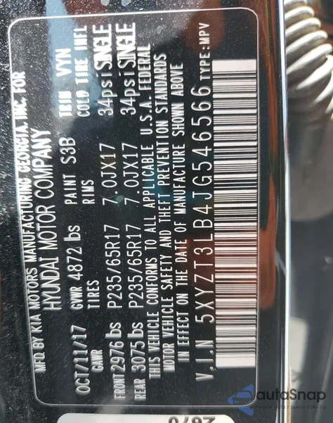 2018 Hyundai Santa Fe Sport z USA, uszkodzony, nr VIN 5XYZT3LB4JG546566